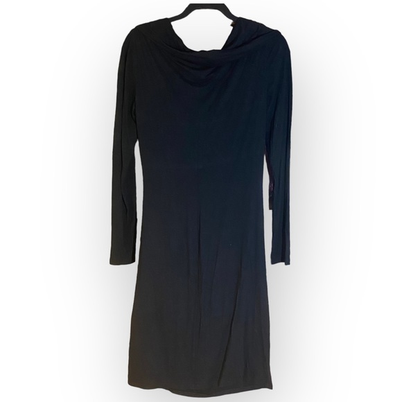 Ralph Lauren Stretch Black Cowl Neck Long Sleeve Bodycon Dress Size 12 - Picture 10 of 10